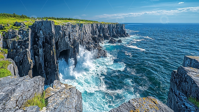 高清大图下载【趣麦麦图】海蚀崖峭壁惊涛拍岸