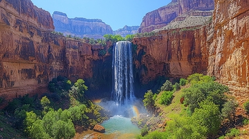 峡谷瀑布壮丽景色