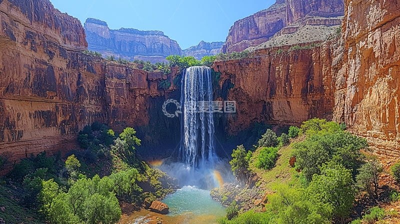 高清大图下载【趣麦麦图】峡谷瀑布壮丽景色