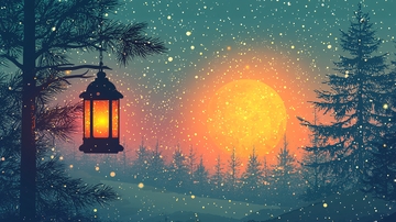 雪夜灯笼