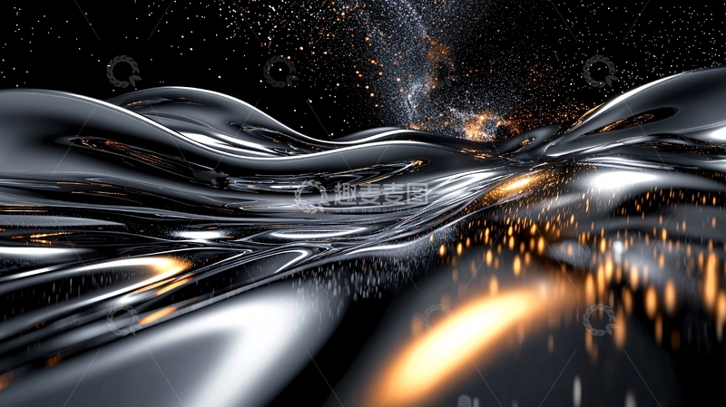 高清大图下载【趣麦麦图】流体金属抽象宇宙背景