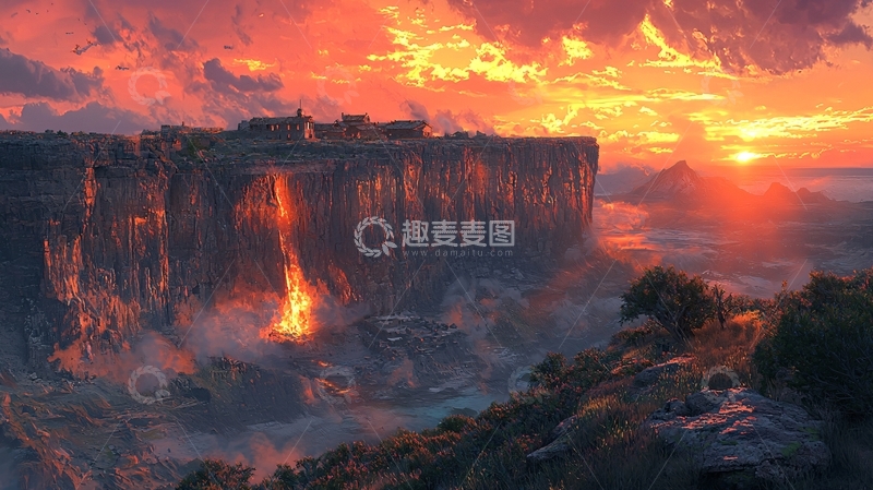 高清大图下载【趣麦麦图】火焰瀑布