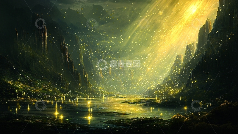 高清大图下载【趣麦麦图】梦幻萤火峡谷