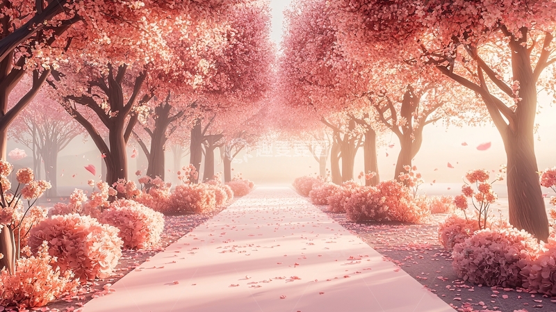 高清大图下载【趣麦麦图】粉色梦幻道路
