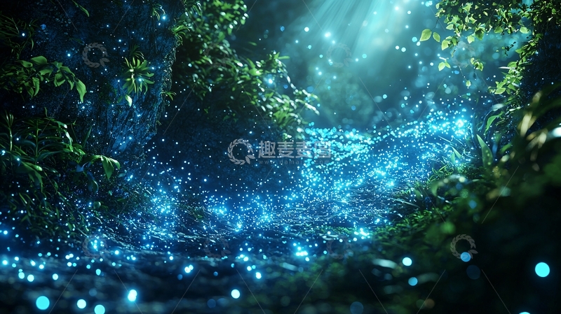 高清大图下载【趣麦麦图】萤火虫溪流