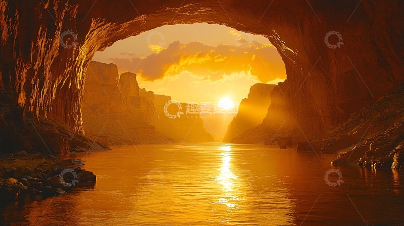 高清大图下载【趣麦麦图】洞穴日落