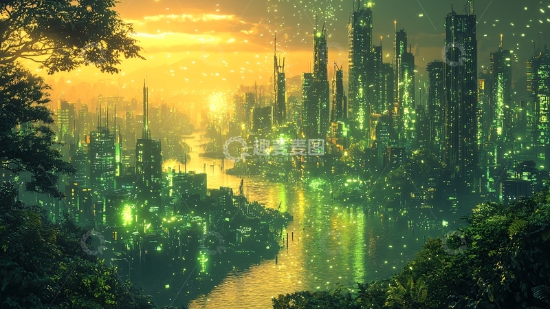 高清大图下载【趣麦麦图】绿光之城