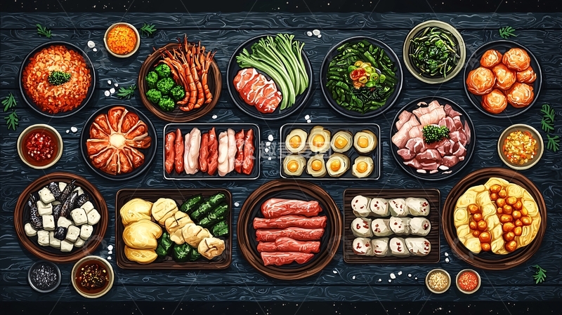 高清大图下载【趣麦麦图】火锅食材