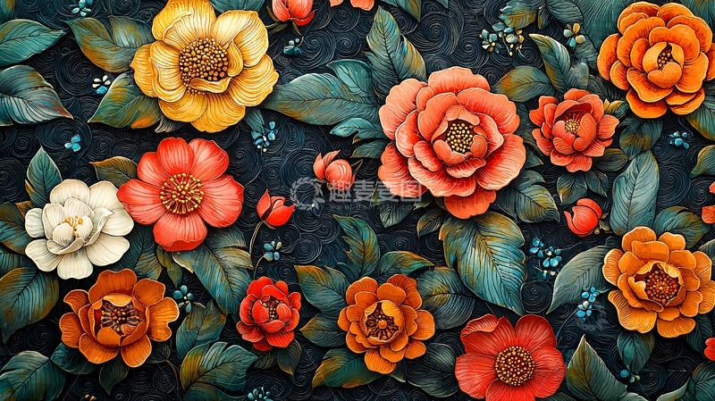 高清大图下载【趣麦麦图】色彩丰富的花朵图案
