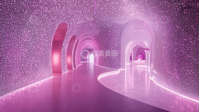 高清大图下载【趣麦麦图】粉色梦幻拱形隧道