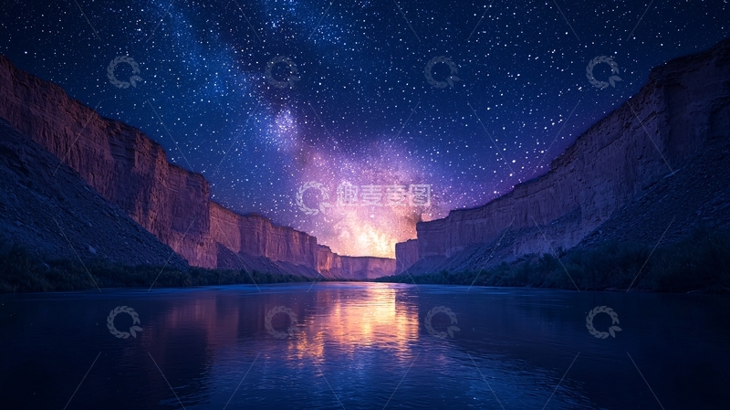 高清大图下载【趣麦麦图】星空峡谷倒影