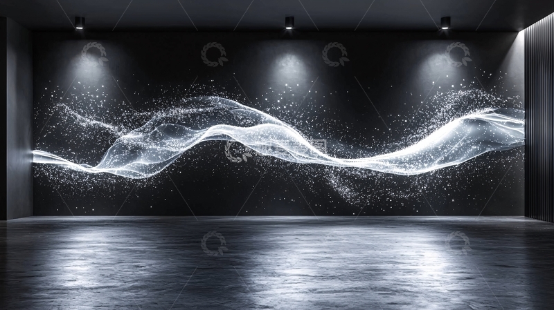 高清大图下载【趣麦麦图】暗色背景下白色粒子波浪