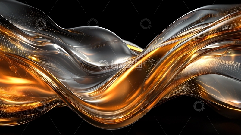 高清大图下载【趣麦麦图】金色银色液体波浪
