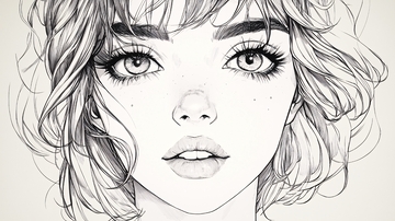 黑白素描女生头像