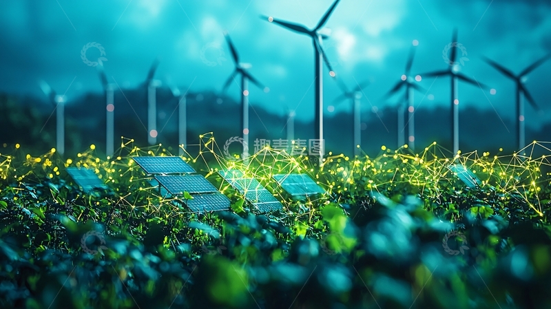 高清大图下载【趣麦麦图】绿色环保新能源风电场