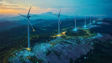 风力发电场夜景