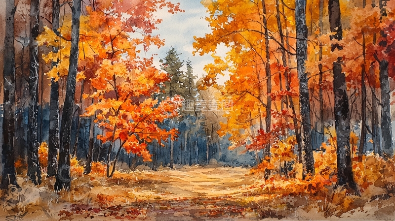 高清大图下载【趣麦麦图】秋色森林小路