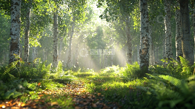 高清大图下载【趣麦麦图】阳光穿透森林