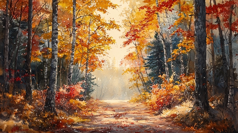 高清大图下载【趣麦麦图】秋日森林小路