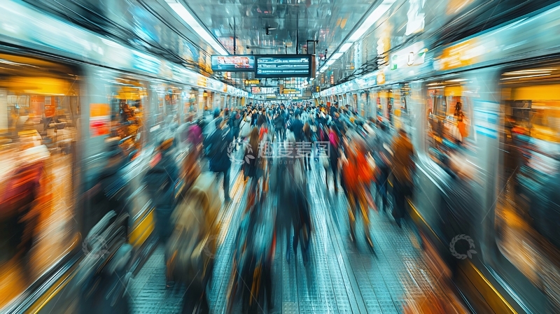 高清大图下载【趣麦麦图】地铁站人流