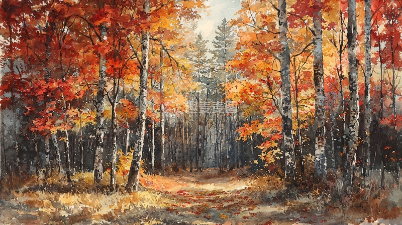 高清大图下载【趣麦麦图】秋色森林小路