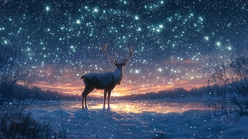 星空下的梅花鹿