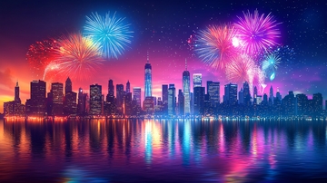 纽约夜景烟火秀