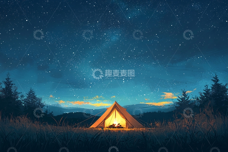 高清大图下载【趣麦麦图】星空下帐篷
