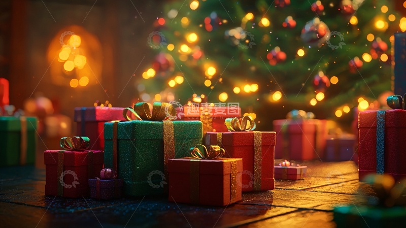 高清大图下载【趣麦麦图】圣诞节礼物堆积如山