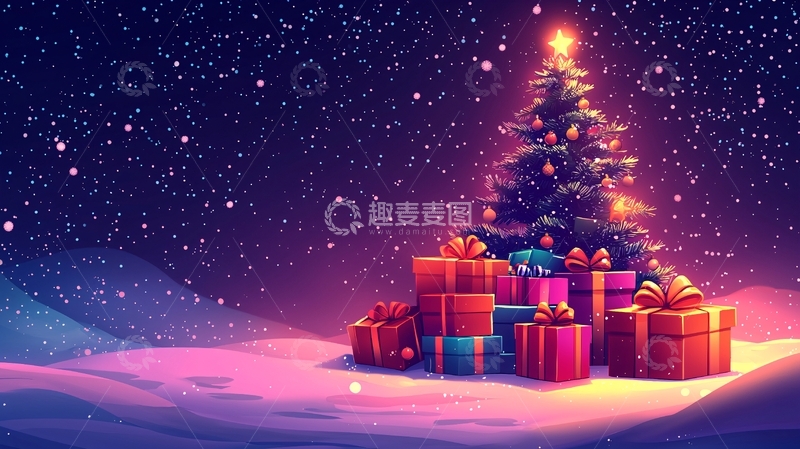 高清大图下载【趣麦麦图】圣诞节夜晚