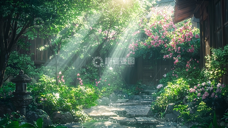 高清大图下载【趣麦麦图】阳光穿过树林的小径