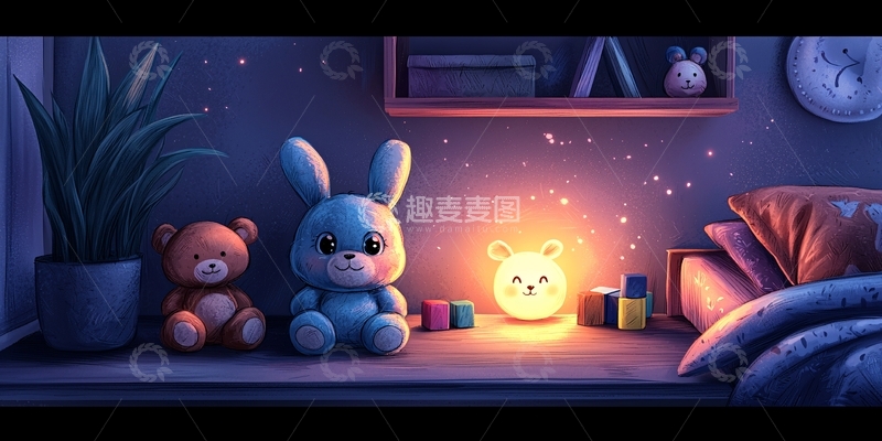 高清大图下载【趣麦麦图】温馨儿童房夜灯
