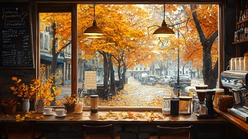 秋日咖啡馆街景