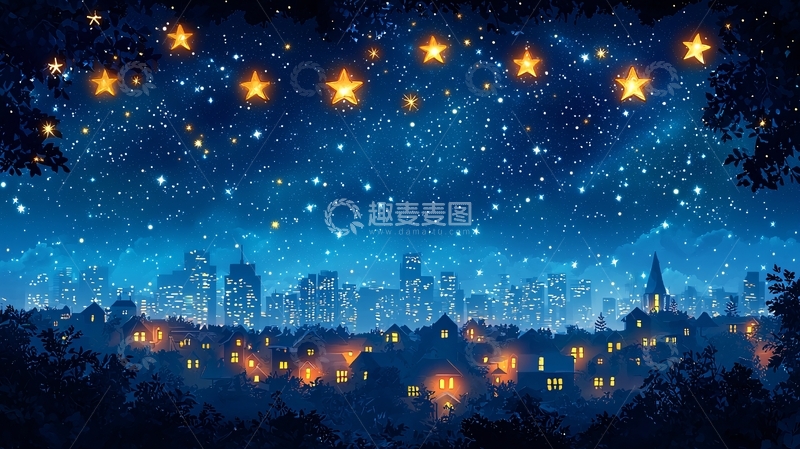 高清大图下载【趣麦麦图】星空下的城市夜景17