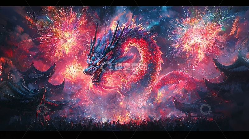 高清大图下载【趣麦麦图】火龙腾空