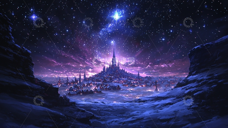 高清大图下载【趣麦麦图】星空下的梦幻城堡