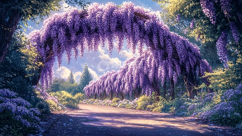 高清大图下载【趣麦麦图】紫藤花拱门