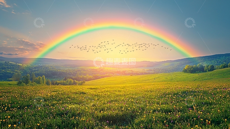 高清大图下载【趣麦麦图】彩虹田园风光