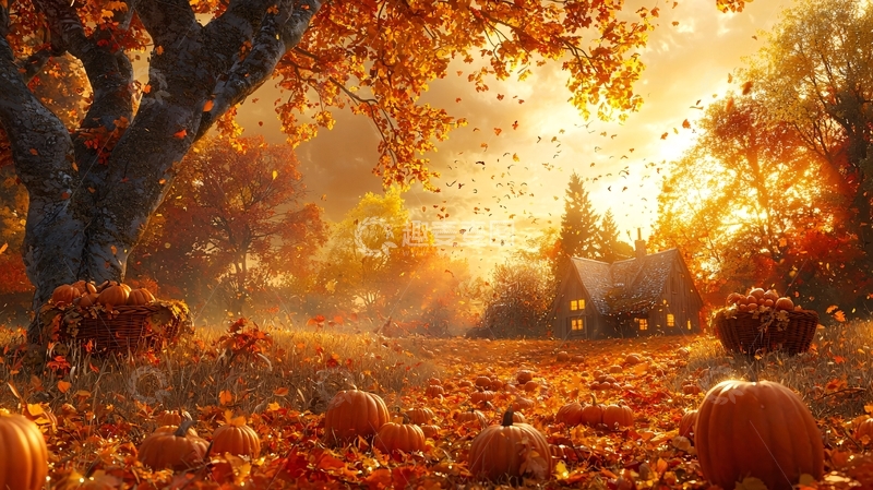 高清大图下载【趣麦麦图】秋日南瓜田园风光