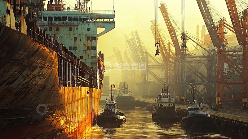 高清大图下载【趣麦麦图】港口日出