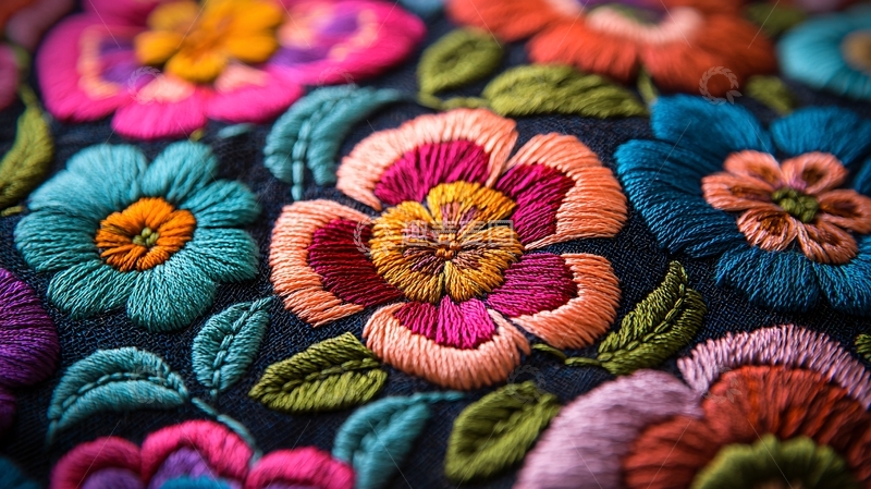 高清大图下载【趣麦麦图】彩色绣花布料