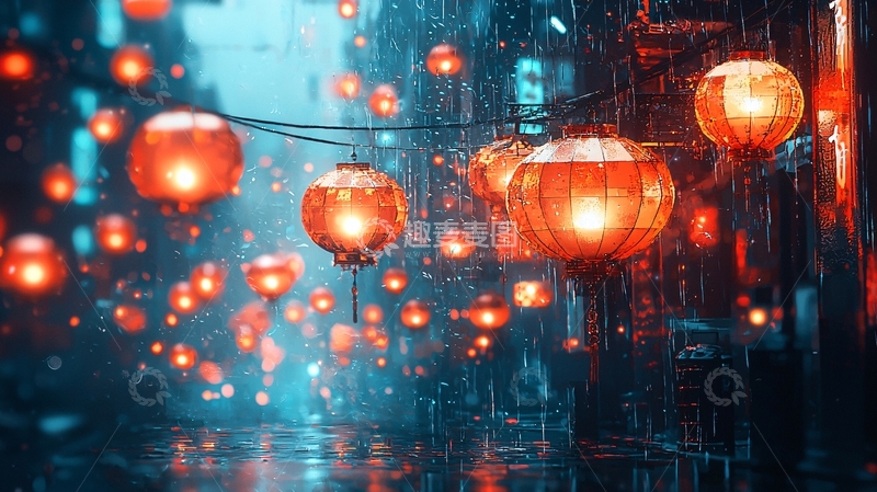 高清大图下载【趣麦麦图】雨夜