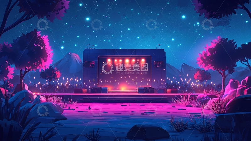 高清大图下载【趣麦麦图】梦幻舞台夜景
