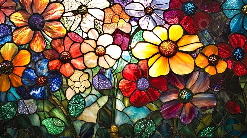 高清大图下载【趣麦麦图】彩色玻璃花窗