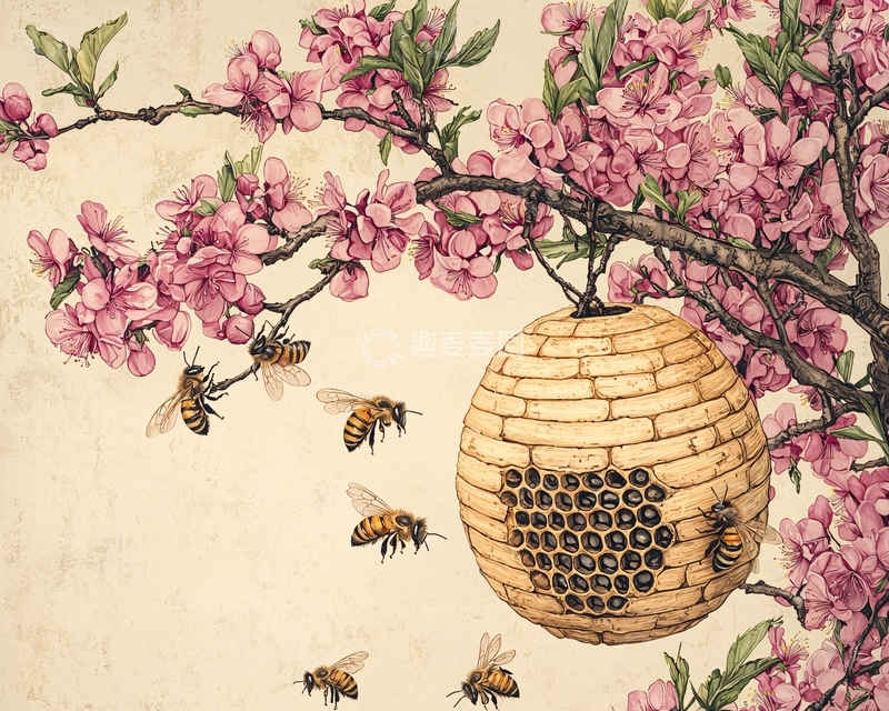 高清大图下载【趣麦麦图】蜜蜂采蜜图