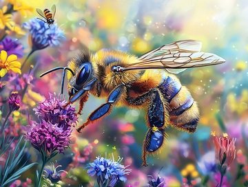彩色蜜蜂采蜜
