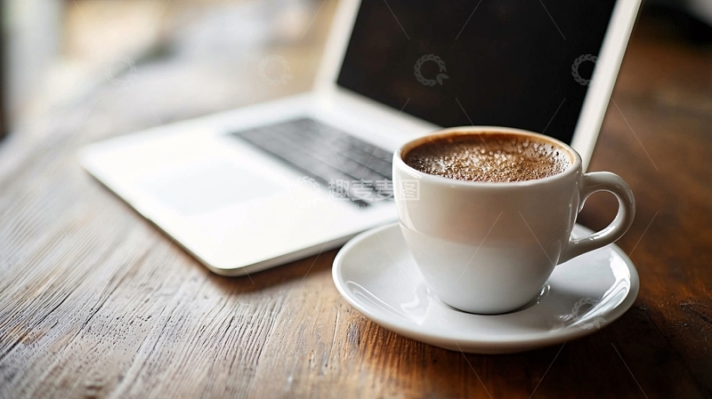 高清大图下载【趣麦麦图】笔记本电脑旁的咖啡