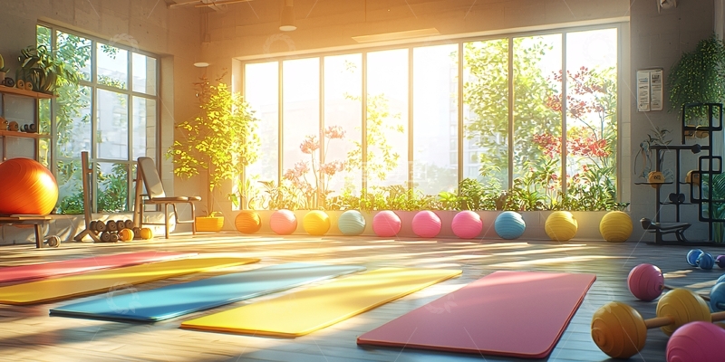 高清大图下载【趣麦麦图】阳光洒满健身房