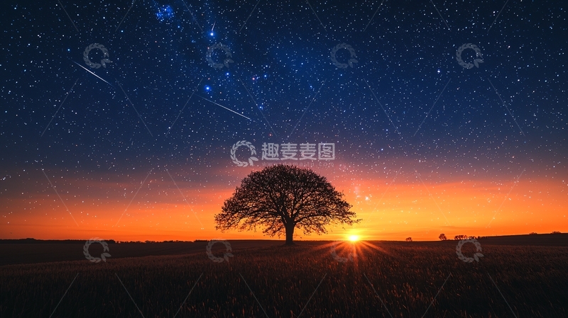 高清大图下载【趣麦麦图】星空下的树