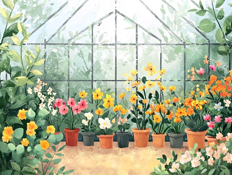 高清大图下载【趣麦麦图】阳光下的温室花房